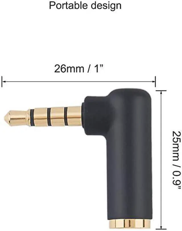 Alt view image 7 of 7 - Angle 35mm Audio Adapter 18 TRRS Stereo Headphone Connector Male to Female Compatible with Headset Tablets MP3 PlayersGame ControllerSpeakersBlack