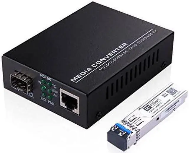 Alt view image 5 of 7 - Ethernet SFP Fiber Media Converter Including 1Gb SFP Transceiver LC Singlemode 20km 1310nm 1000BaseLX to 101001000 RJ45 DDM Plug and Play