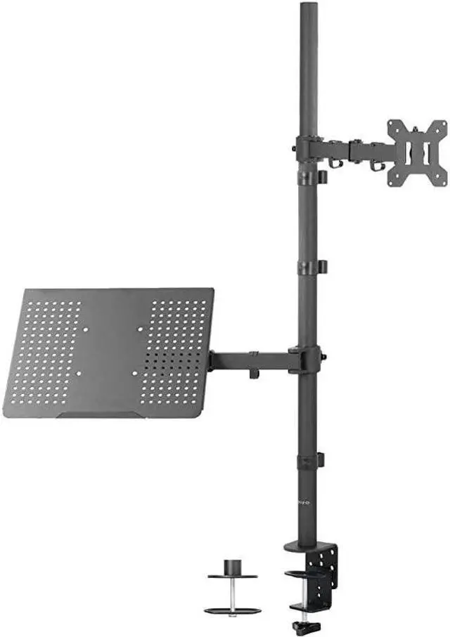 Main image of Black Fully Adjustable 13 to 32 inch Single Computer Monitor and Laptop Desk Mount Combo, Stand with Grommet Option, Fits up to 17 inch Laptops STAND-V002C
