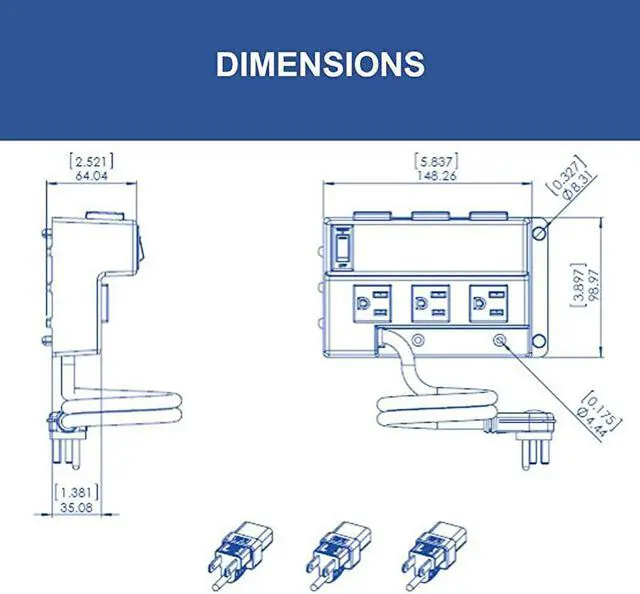 Alt view image 7 of 7 - OnQ MgtEnclosure Power Strip ModuleHalf Width AC1031