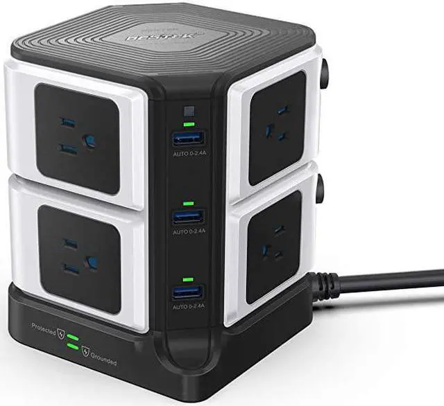 Main image of USB Power Strip 8Outlet Surge Protector 1500 Joules with 40W8A 6 USB Charging StationETL ListedDorm Room Accessories