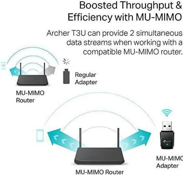 Alt view image 3 of 6 - AC1300 USB 3 0 Mini WiFi Adapter | 2 4G 5G Dual Band Wireless Network Adapter for PC Desktop | MU MIMO WiFi Dongle | Supports Windows 10 8 1 8 7 XP Mac OS X 10 9 10 14 Archer T3U