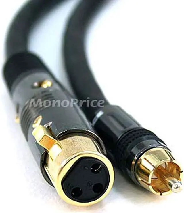 Alt view image 2 of 3 - XLR Female to RCA Male Cable - 15 Feet - Black With E21Gold Plated Connectors | 16AWG Shielded Twisted Pair Oxygen-Free Copper Braid Conductors - Premier Series