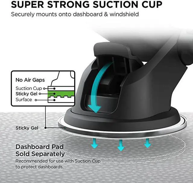 Alt view image 4 of 6 - Easy One Touch Mini Dash Windshield Car Mount Phone Holder || iPhone Xs Max R 8 Plus 7 Samsung Galaxy S10 E S9 S8 Plus Edge Note 9 Other Smartphones