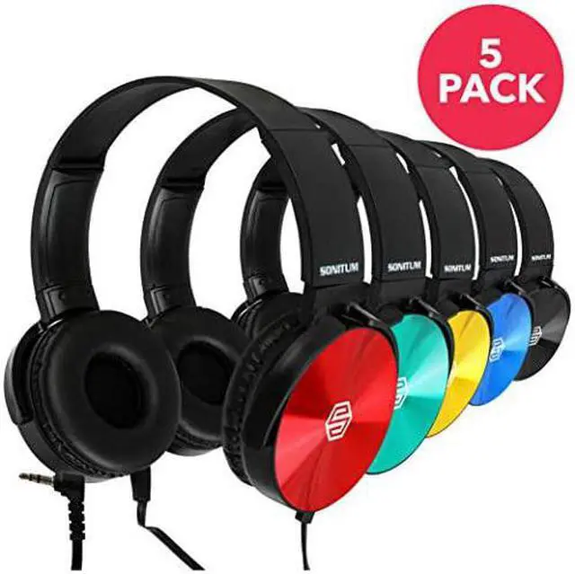 Main image of HeadphonesBulk 10Pack Student On Ear Color Varieties Comfy Swivel Earphones for Library School Airplane Kidsfor Online Learning and TravelNoise Reducing HQ Stereo Sound 35mm Jack