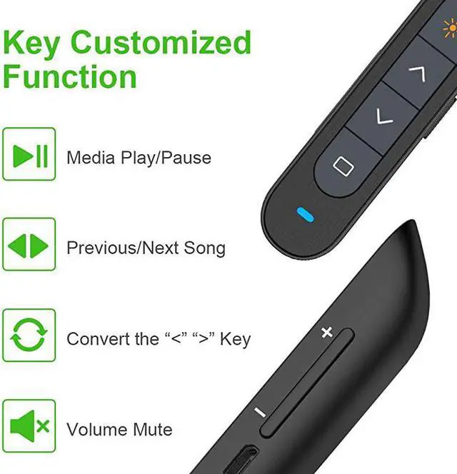 Alt view image 6 of 7 - 330FT  N76 Green Presentation Remote Rechargeable Wireless Presenter Remote with Green Light Presentation Pointer Slide Advancer Support HyperlinkVolumeKeyCustomized