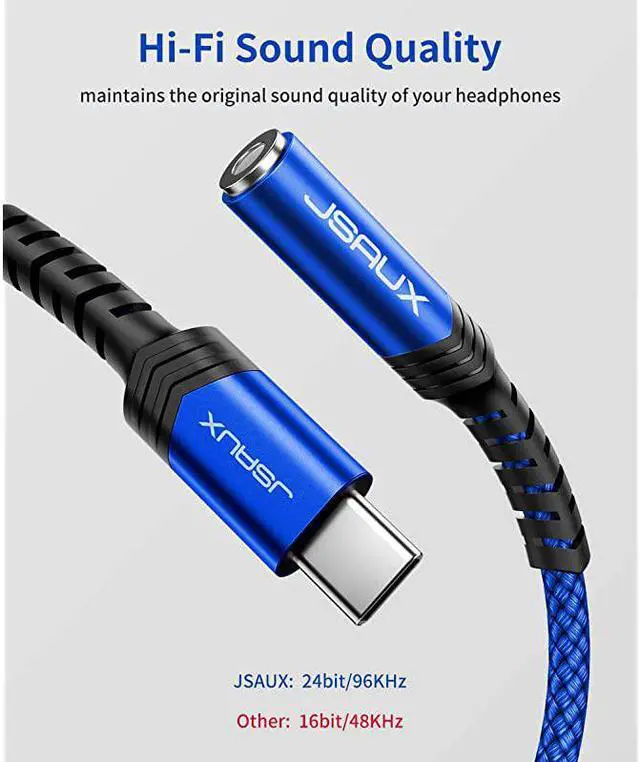 Alt view image 5 of 7 - USB Type C to 35mm Female Headphone Jack Adapter  USB C to Aux Audio Dongle Cable Cord Compatible with Pixel 4 3 2 XL Samsung Galaxy S20 Ultra Z Flip S20+ Note 10 S10 S9 Plus iPad ProBlue