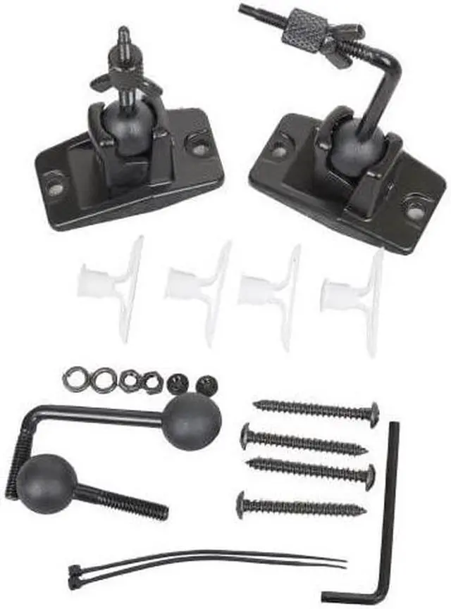Alt view image 3 of 6 - Speaker Wall Ceiling Mount Bracket One Pair for Universal Satellite, fits Keyhole and Thread Hole with 1/4 20 Threads, 4mm and 5mm Black 1ST