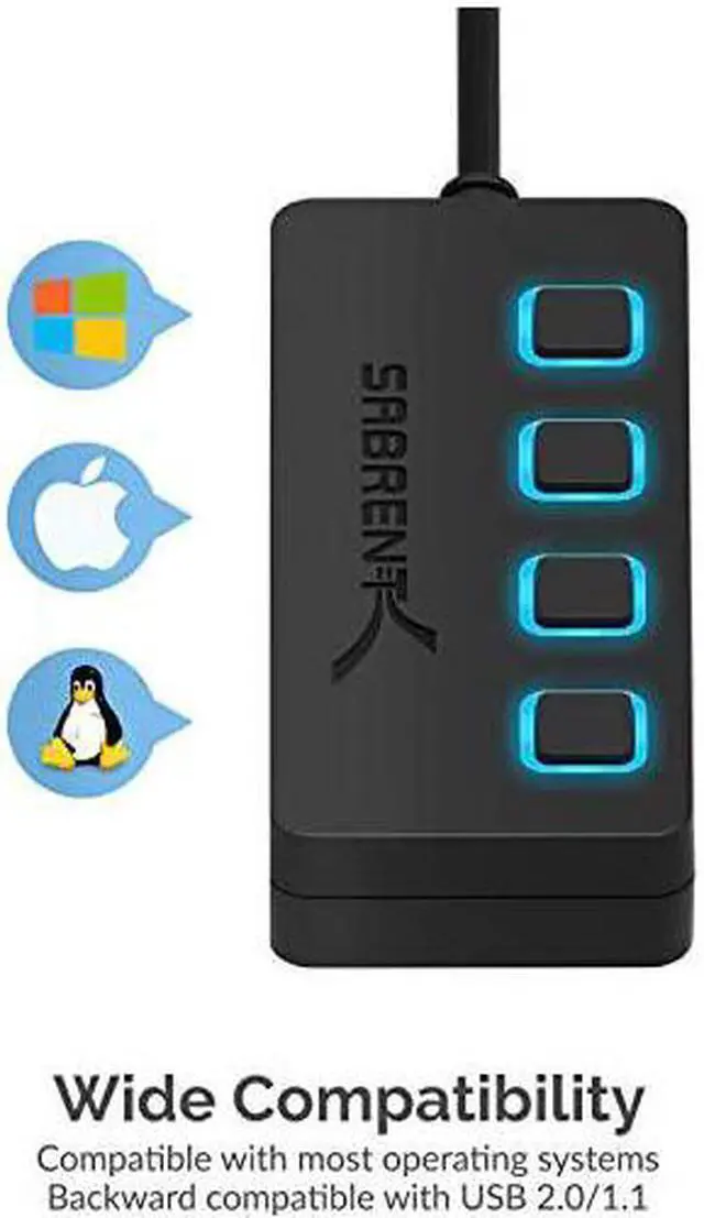 Alt view image 5 of 7 - 4Port USB 20 Hub with Individual LED lit Power Switches HBUMLS