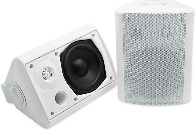 Alt view image 2 of 6 - 5 25 Inches 200 Watts Indoor Outdoor Patio Bluetooth Speakers with Superior Stereo Dome Tweeter All Weather Wired Wall Mount System White