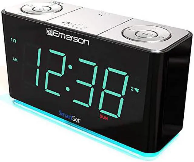 Alt view image 7 of 7 - SmartSet Alarm Clock Radio with Bluetooth Speaker Charging StationPhone Chargers with USB port for iPhoneiPadiPodAndroid and Tablets ER100301