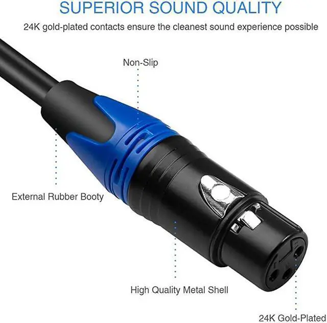 Alt view image 2 of 7 - Dual Female XLR to 14 inch635mm TRS Stereo Male Plug YSplitter Cable Unbalanced 2XLR Female to Quarter inch Adapter Patch Cord 66 Feet 2 Meters