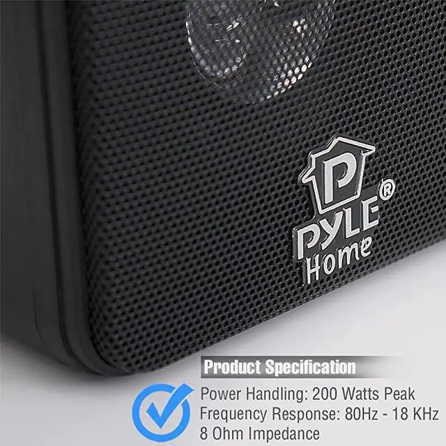 Alt view image 5 of 6 - Mini Cube Bookshelf Speakers Paper Cone Driver 200 Watt Power 8 Ohm Impedance Video Shielding Home Theater Application and Audio Stereo Surround Sound System 1 Pair Pyle PCBBK Black