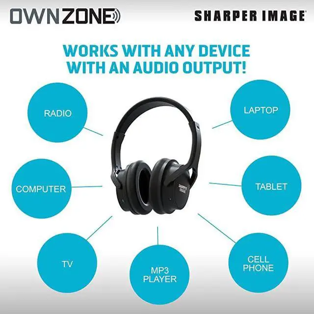 Alt view image 3 of 7 - OWN ZONE Wireless Rechargeable TV Headphones RF Connection 24 GHz Transmits Wirelessly up to 100ft No Bluetooth Required AUX RCA Optical Cable Included Black