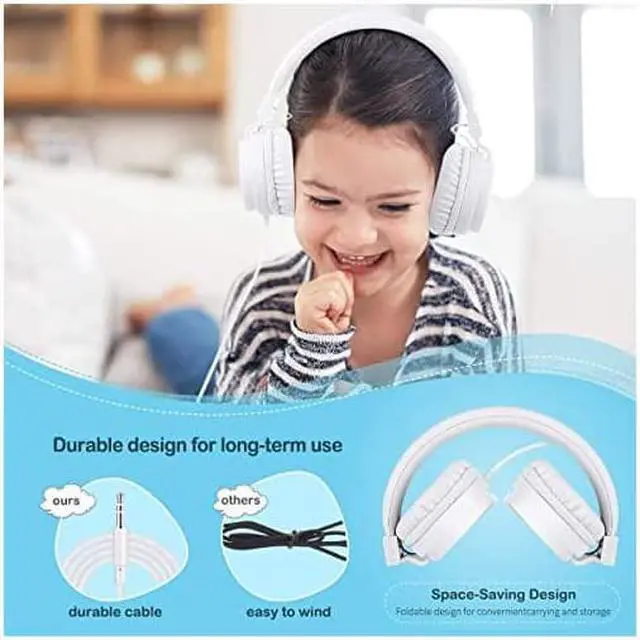 Alt view image 5 of 7 - Kids Headphones,  Lightweight Stereo Wired Children's Headsets for Kids Adults Adjustable Headband Toddler Headset for Smartphones Computer Pad Earphones