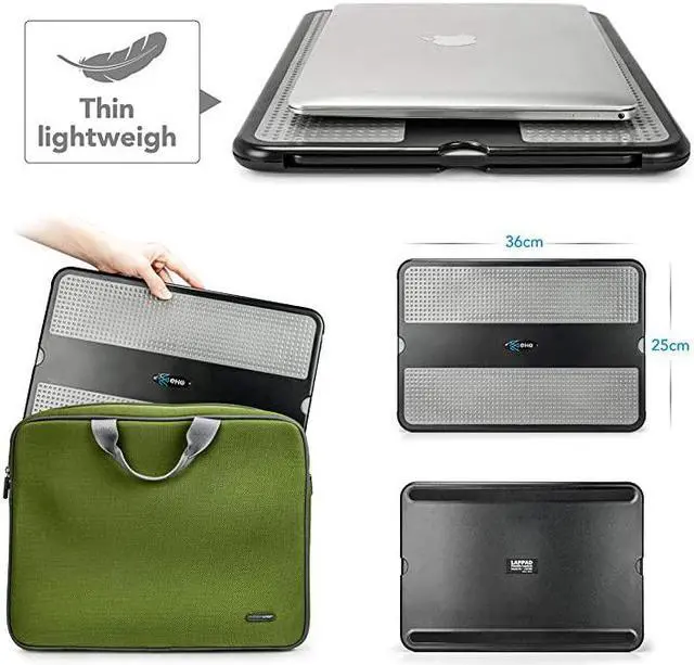 Alt view image 4 of 7 - Laptop Lap Pad - Laptop Stand Pad w Retractable Mouse Pad Tray, Anti-Slip Heat Shield Tablet Notebook Computer Stand Table w/Sturdy Stable Cooler Work Surface for Bed Sofa Couch or Travel