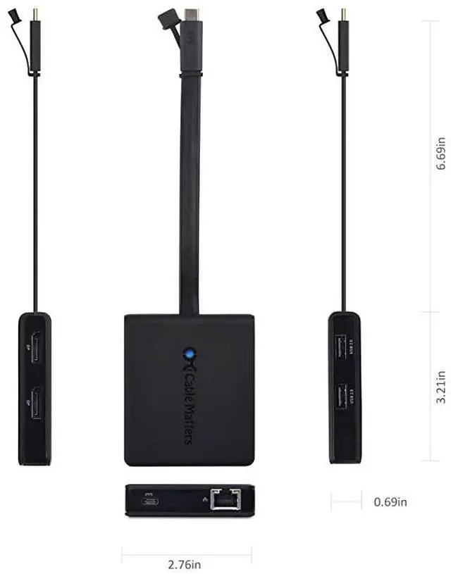 Alt view image 5 of 7 - Dual Monitor USB C Hub USB C Dock with Dual 4K DisplayPort 2X USB 20 Ethernet and 60W Charging Thunderbolt 3 Port Compatible for Windows and Linux