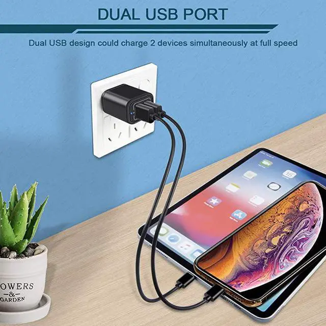 Alt view image 5 of 6 - USB Power Adapter Wall Plug  2Pack 5V21A Fast Charging Cell Phone Cube HomeTravel Wall Charger Block Box Brick Base for Phone XSXR1087 Pad Samsung Galaxy LG HTC More USB Plug