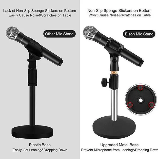 Alt view image 2 of 7 - Microphone Stand Desk Mic Stand Desktop Microphone Stand Adjustable Tabletop Microphone Stand with Gooseneck Mic Clip 58quot Male to 38quot Female Screw for Blue Yeti Snowball Christmas gift