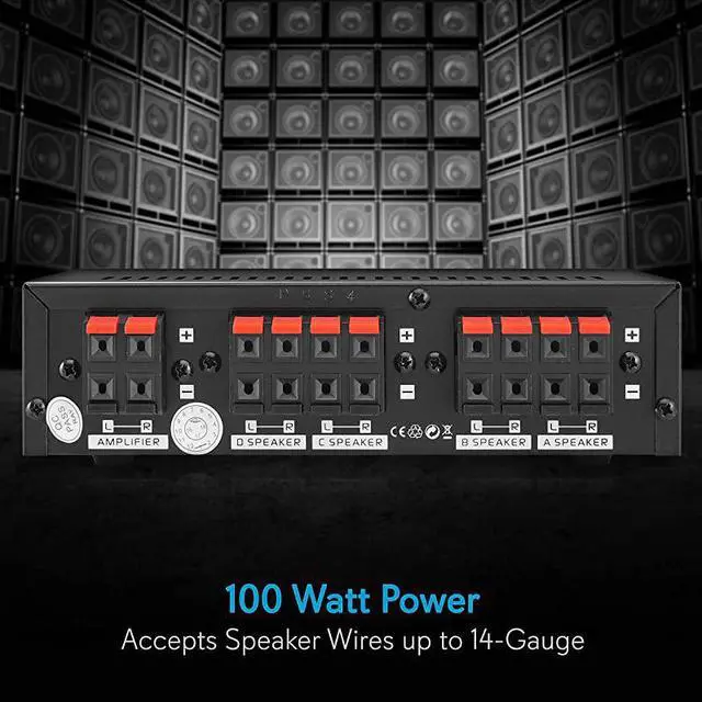 Alt view image 3 of 7 - Premium New and Improved 4 Zone Channel Speaker Switch Selector Switch Box Hub Distribution Box for Multi Channel High Powered Stereo Amplifier ABCD Switches | 4 Pairs Of speakers  PSS4 Black