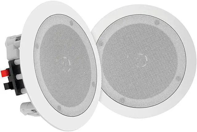 Main image of Pair 65 Bluetooth Flush Mount Inwall Inceiling 2Way Universal Home Speaker System Spring Loaded Quick Connections Polyprone Cone Polymer Tweeter Stereo Sound 200 Watts PDICBT652RD White