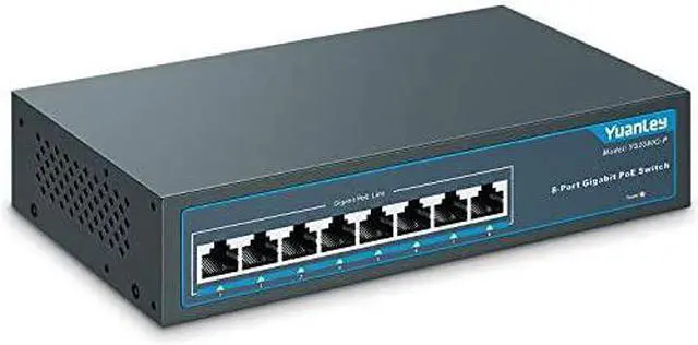 Main image of 8 Port Gigabit PoE Switch 8 PoE+ Ports 1000Mbps 120W 8023afat Metal Fanless Unmanaged Plug and Play