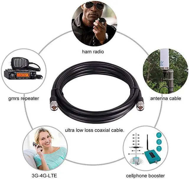 Alt view image 7 of 7 - KMR400 Coax Extension Cable N Male to N Male Connector 50 Ohm Pure Copper Low Loss Coaxial Cables for 3G4G5GLTEGPSWiFiRFHamRadio to Antenna or Phone Signal Booster Use Not for TV