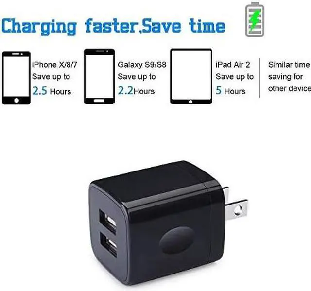 Alt view image 2 of 7 - Phone Charger Box  5 Pack 21A Universal USB Wall Charger Plug Cube Power Adapter Replacement for iPhone iPad Samsung Galaxy S10S9Note 9 LG Pixel Moto Google HTC