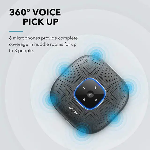 Alt view image 2 of 7 - PowerConf Bluetooth Speakerphone 6 Mics Enhanced Voice Pickup 24H Call Time Bluetooth 5 USB C Zoom Certified Bluetooth Conference Speaker Compatible with Leading Platforms For Home Office