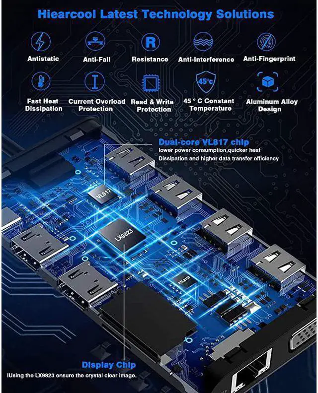 Alt view image 6 of 7 - USB C HubUSBC Laptop Docking Station11 in 1 Triple Display Type C Adapter Compatiable for MacBook and Windows2HDMI VGA PD30 SD TF Card Reader Gigabit Ethernet 4USB Ports