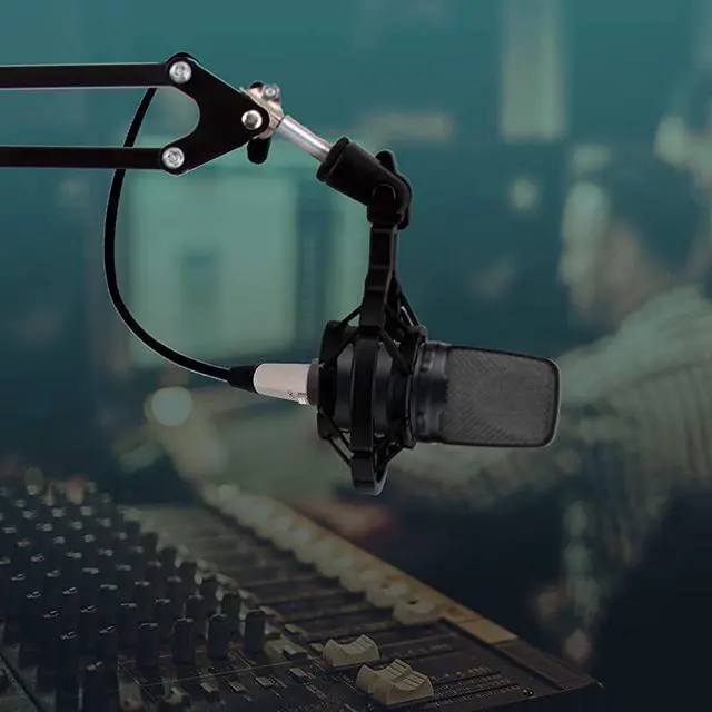 Alt view image 6 of 7 - Suspension Microphone Boom Stand Simple ClampStyle Installation Desktop Scissor Spring Arm Mic Stand w Shock Mount Quick Setup attached Maximum Mic Arm Extension Dst= 226 ft  PMKSH01