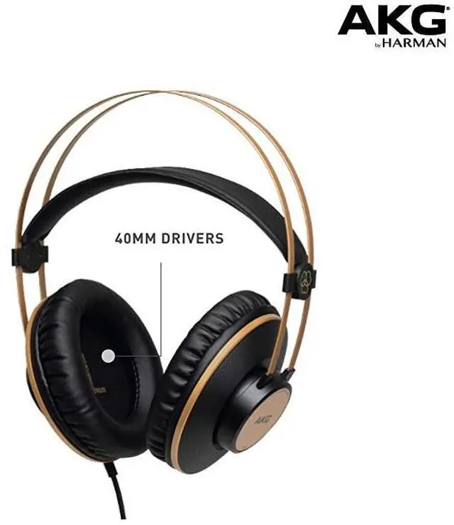 Alt view image 2 of 6 - K92 OverEar ClosedBack Studio Headphones Matte Black and Gold
