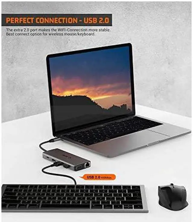 Alt view image 5 of 7 - USB C Hub Type C Hub  11in1 Adapter with Ethernet 4K USB C to HDMI VGA 2 USB30 2 USB20 Micro SDTF Card Reader MicAudio USBC Pd 30 Compatible for Mac Pro and Other Type C Laptops