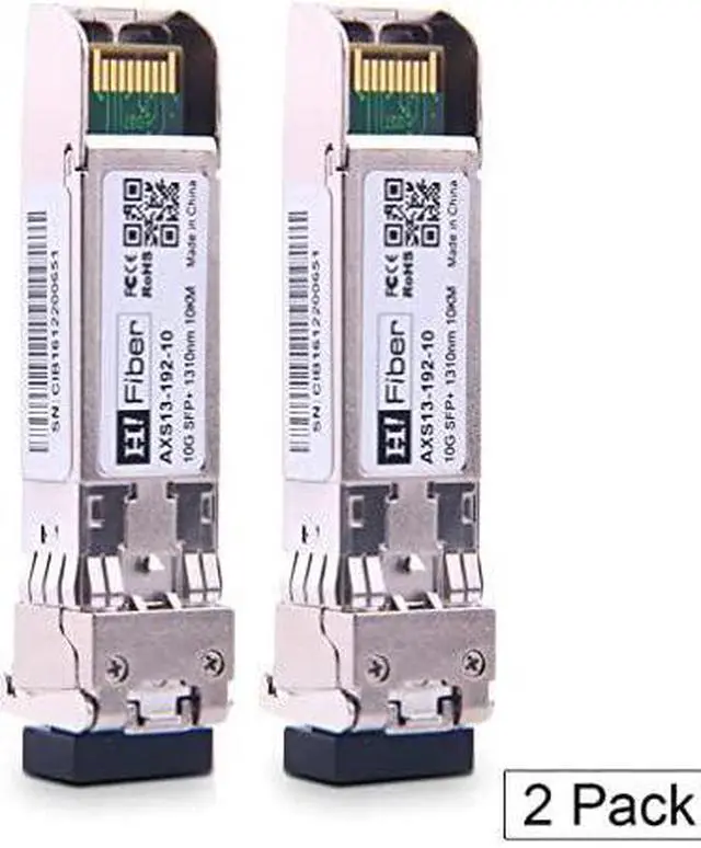 Main image of SFP+ LC Transceiver, 10G Single-Mode Module Compatible with Cisco SFP-10G-LR, Meraki MA-SFP-10GB-LR, Ubiquiti UF-SM-10G, Mikrotik, Netgear, D-Link, QNAP, 1310nm, DDM, 10km, SMF, 2 Pack