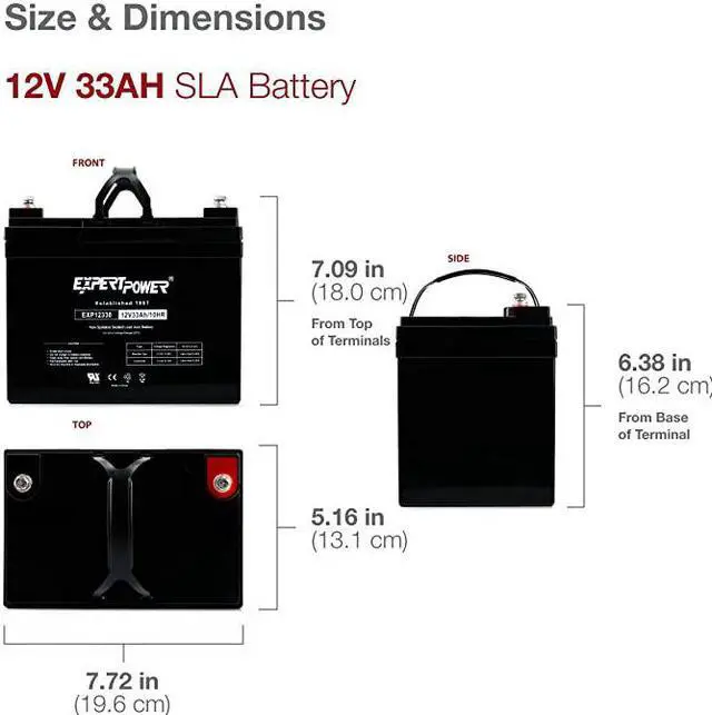 Alt view image 4 of 6 - 12v 33ah Rechargeable Deep Cycle Battery EXP1233