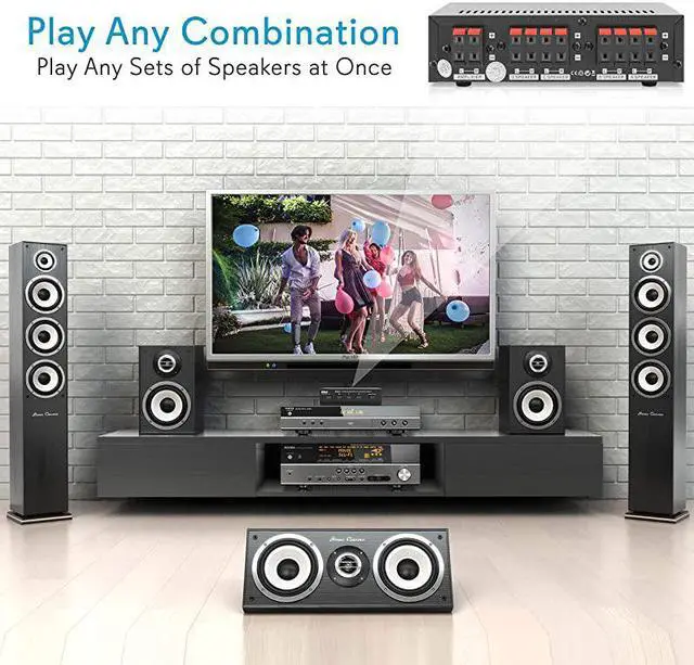 Alt view image 4 of 7 - Premium New and Improved 4 Zone Channel Speaker Switch Selector Switch Box Hub Distribution Box for Multi Channel High Powered Stereo Amplifier ABCD Switches | 4 Pairs Of speakers  PSS4 Black