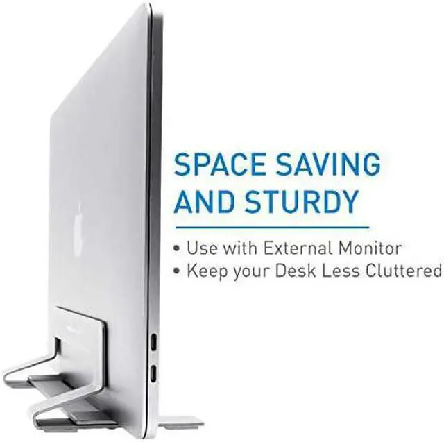 Alt view image 4 of 7 - Vertical Laptop Stand for Desk Adjustable Laptop Holder for Universal Compatibility Saves Space Improves Device Airflow Use as MacBook Stand or Laptop Dock Weighted Steel Frame