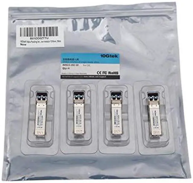 Alt view image 6 of 6 - SFP+ Transceiver, 10G 1310nm SMF, up to 10 km, Compatible with Cisco SFP-10G-LR, Meraki MA-SFP-10GB-LR, Ubiquiti UF-SM-10G, Mikrotik, Supermicro, Netgear and More, Pack of 4