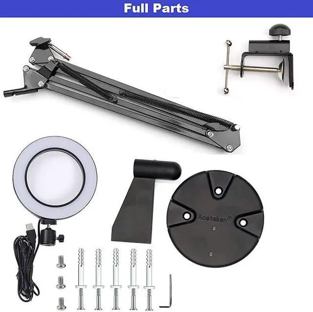 Alt view image 5 of 7 - Stream Lighting kit Desk Ring Light and Wall Ring Light6 USB Ring Light with Mount Stand for YouTube Task Craft Architect Drafting Repair