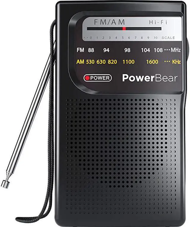 Main image of Portable Radio | AMFM 2AA Battery Operated with Long Range Reception for Indoor Outdoor Emergency Use | Radio with Speaker Headphone Jack Black