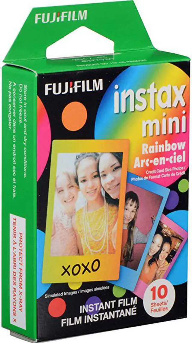 Alt view image 6 of 6 - Instax Mini 70 Instant Film Camera Kiwi Green and Instax Mini Rainbow Film Value Pack 10 Images