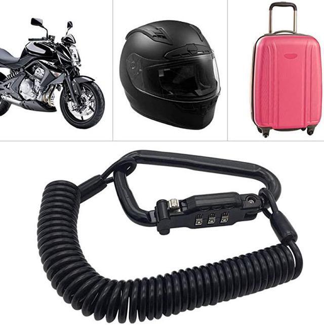 Alt view image 3 of 7 - Motorcycle Helmet Lock Cable Heavy Duty Universal Combination Lock Cable Caribeaner Lock Motorcycle Security PIN Locking Chain for Bike Helmet Jacket Cabinets Luggage