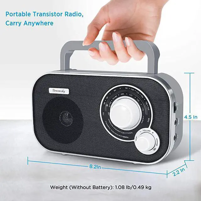 Alt view image 3 of 7 - Portable AM FM Radio with Great Reception Battery Operated Radio AC Outlet Powered Radios with Headphone Jack Handheld Transistor Radios Small Gifts for Seniors Emergency Indoor Outdoor