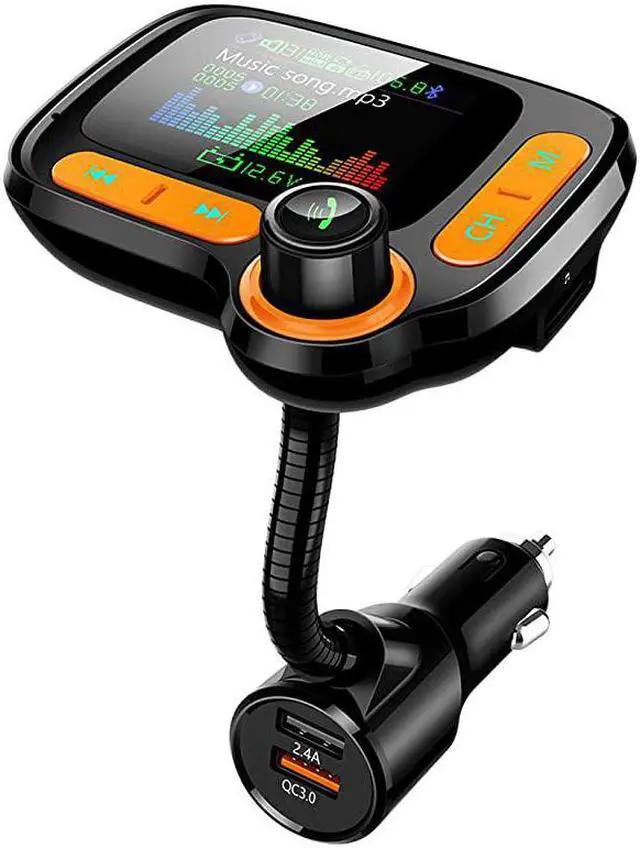Main image of FM Transmitter Car AdapterSupport Handsfree Call and MP3 MusicAPP Audio Play18 Color Screen3 USB Charger35mm AUX PortCompatible with iPhoneiPadSamsung and More
