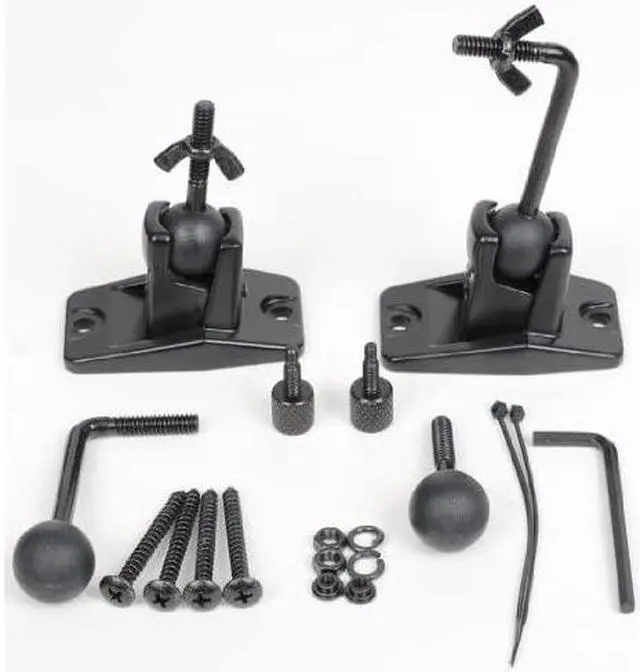 Alt view image 2 of 6 - Speaker Wall Ceiling Mount Bracket One Pair for Universal Satellite, fits Keyhole and Thread Hole with 1/4 20 Threads, 4mm and 5mm Black 1ST
