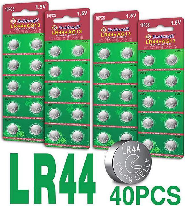 40 Pack LR44 AG13 357 303 SR44 Batteries 15V Button Coin Cell