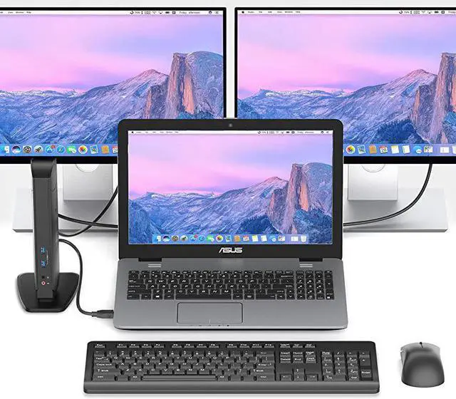Alt view image 6 of 7 - USB 30 Universal Laptop Docking Station  Dual Monitor Dock Support Windows Equipped with Dual HDMI and DVIVGA Gigabit Ethernet Audio 6 USB Ports