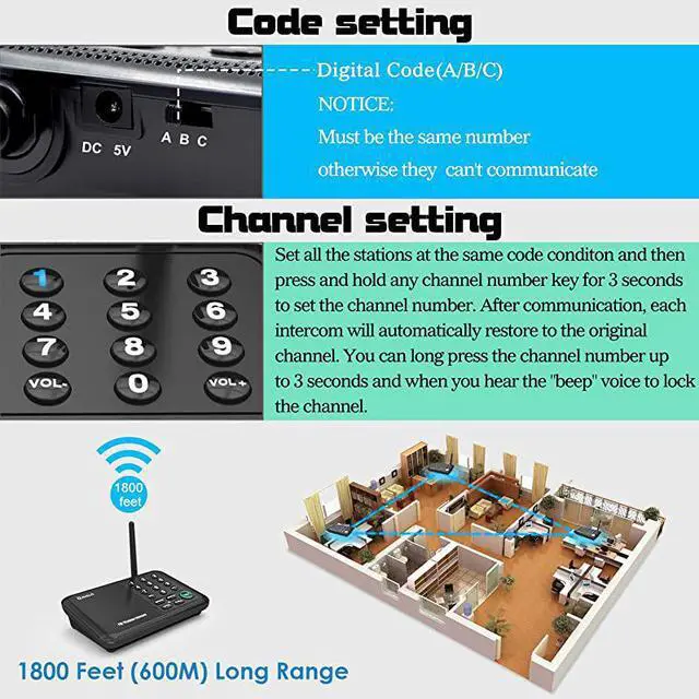 Alt view image 6 of 7 - Intercoms Wireless Intercom System for Home Long Range House Intercom System for Office Two Way Wireless Intercom Systems for Business 4WayIntercoms