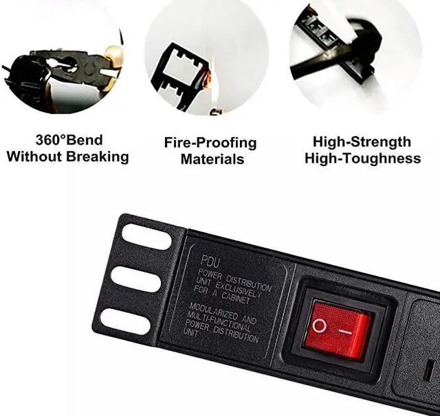 Alt view image 5 of 6 - Power Strip Surge Protector RackMount PDU 8 Right Angle Outlets WideSpaced 15A125V 6ft Cord Black
