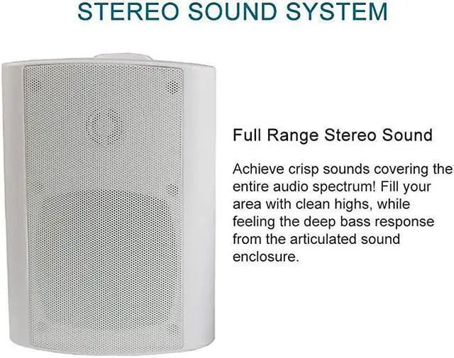 Alt view image 4 of 6 - 4 Inches Indoor Outdoor Speakers Waterproof Patio Deck Wall Mount Speakers